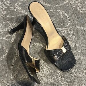 Elegant Black Heeled Mules